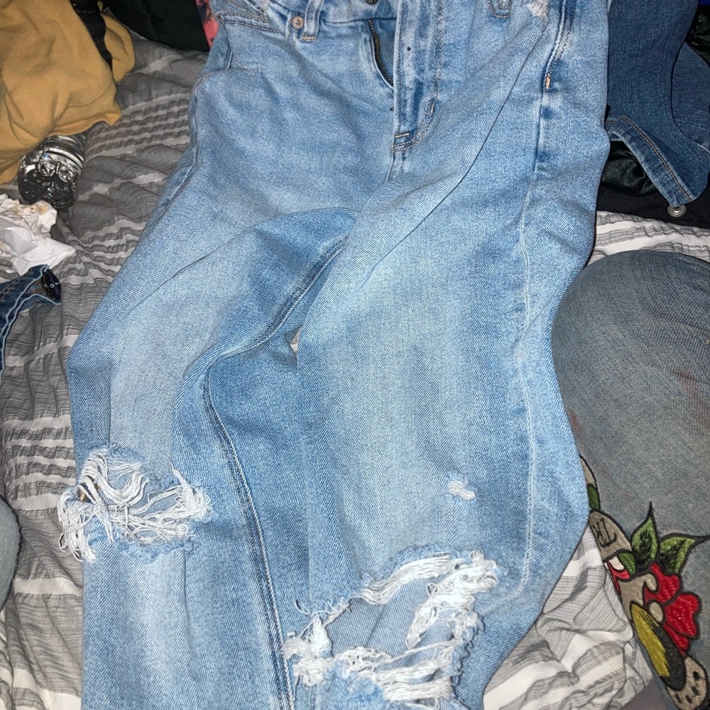 Trendy Light Blue Distressed Skinny Jeans